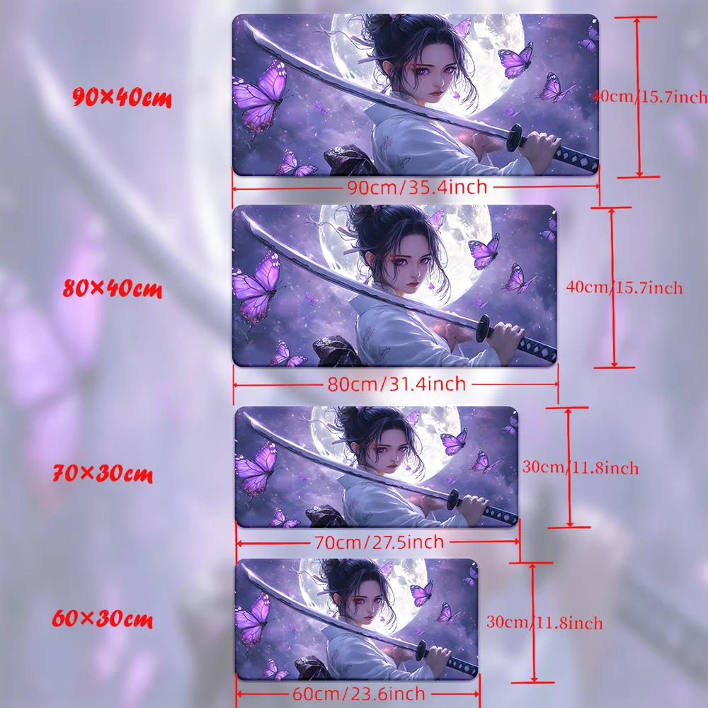 แผ่นรองเมาส์ลายอนิเมะสาวน้อยและผีเสื้อ ขนาดใหญ่ แผ่นรองโต๊ะสำหรับเล่นเกม กันลื่น ขอบเย็บอย่างดี อุปกรณ์เสริมคอมพิวเตอร์ แผ่นรองคีย์บอร์ด แผ่นรองเมาส์ขนาดใหญ่