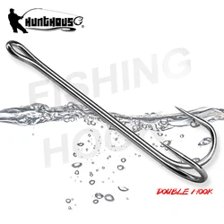 HuntHouse Double Fishing Hook Soft Lure Stainless Steel Weedless Super Sharp 1# 2# 4# 6# 1/0 2/0 3/0 Saltwater Fish Tackle