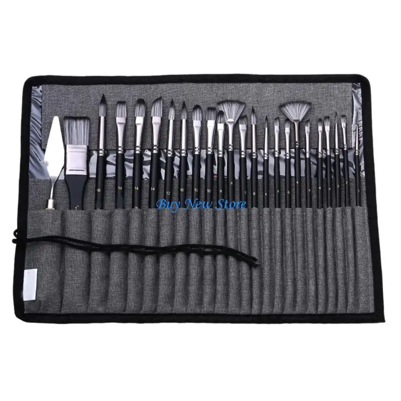 

20CE 24 Pcs Paint Brush Set Watercolor Paint Brush Nylon Brush Set Drawing Supplies