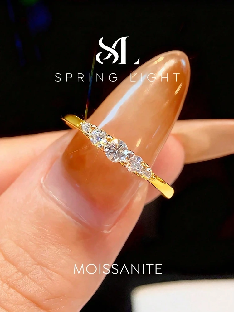 

Классические обручальные кольца с пятью муассанитами 0.24 карата для женщин, оригинальные ювелирные изделия из стерлингового серебра 925 пробы