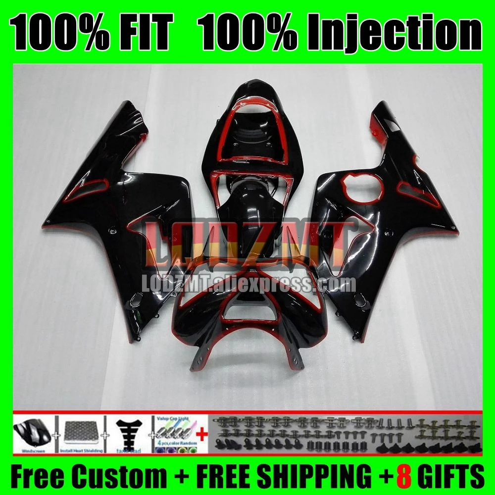 Injection Body For KAWASAKI NINJA Red black 600CC ZX600 ZX636 45No.6 ZX 636 6 R 6R ZX-636 ZX-6R ZX6R 03 04 2003 2004 Fairing