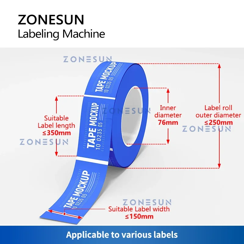 ZONESUN ZS-TB101 Tabletop Round Bottles  Labeling Machine wit Printer Water Beverage Cosmetic Container Label Applicator