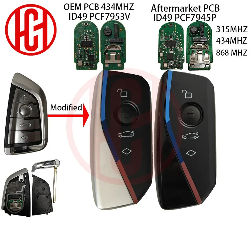 

Modified ID49 PCF7945 PCF7953 Chip 315/434/868MHz Car Remote Key For BMW 1 3 5 6 7 Series F Chassis CAS4+ FEM 4Buttons