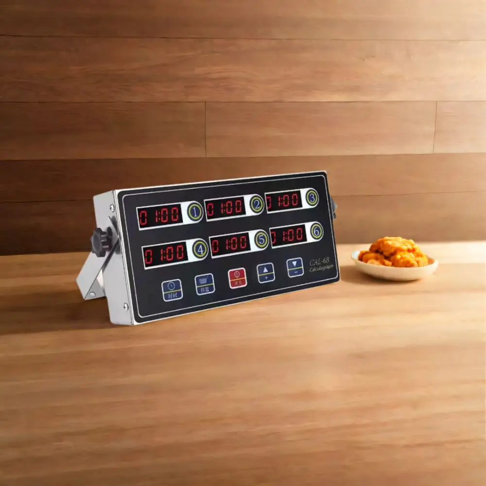 4/6/8 Channels Commercial Kitchen Timer US/EU Plug LED Digital Screen Fried Chicken Timer 4/6/8 Channel Adjustable Volume