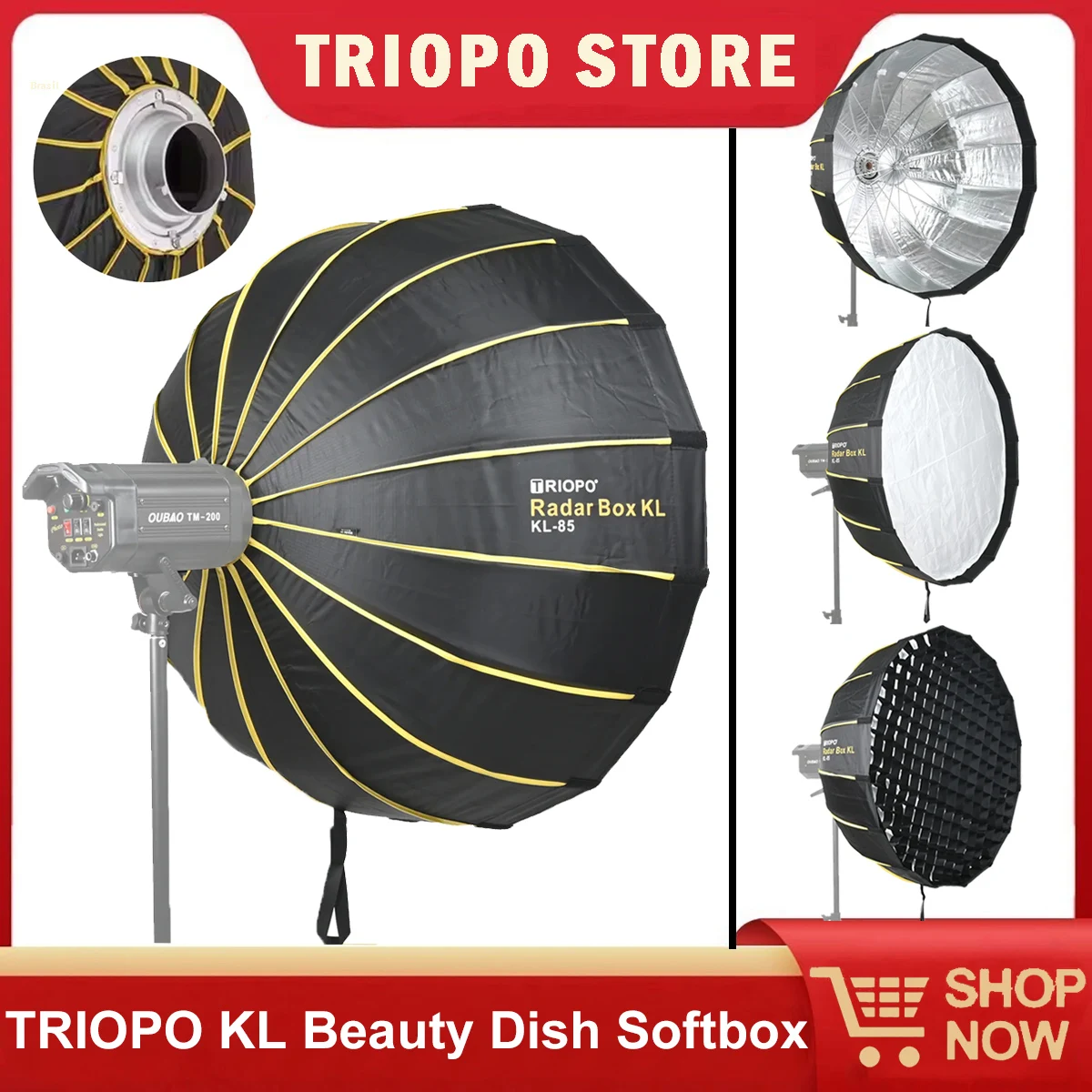 

TRIOPO 65cm 85cm 105cm Quick-Setup Foldable Umbrella-Style Beauty Dish Softbox Bowens Mount for Sokani Godox Aputure Light