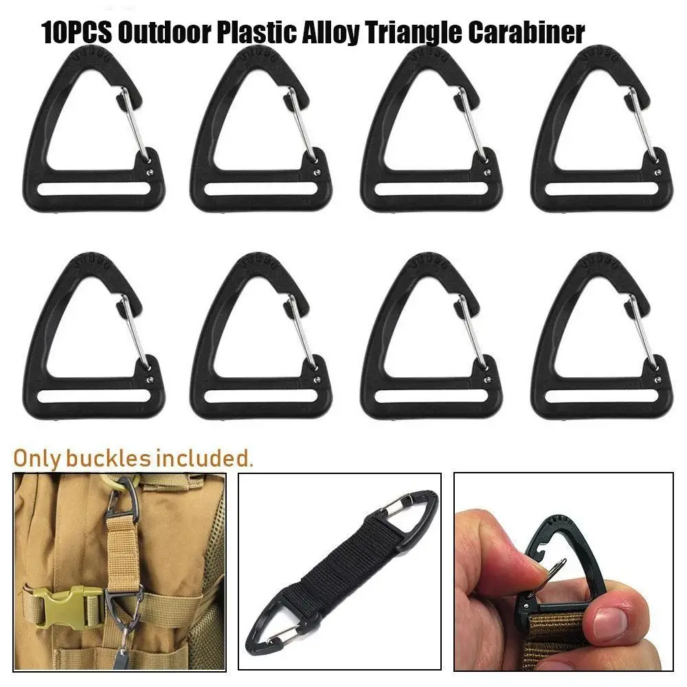 High quality Black Triangle Carabiner Plastic Alloy 2 Sizes Spring Quickdraws Clip Outdoor Tool Camping Hiking