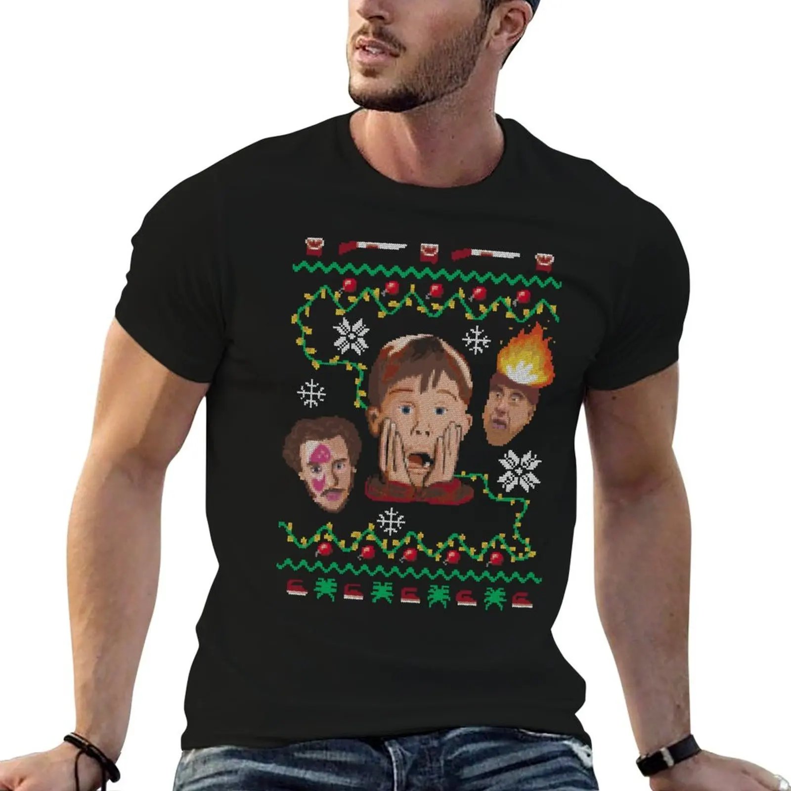 

Vintage Home Alone Christmas Sweater T-Shirt cotton graphic tees vintage fruit of the loom mens t shirts