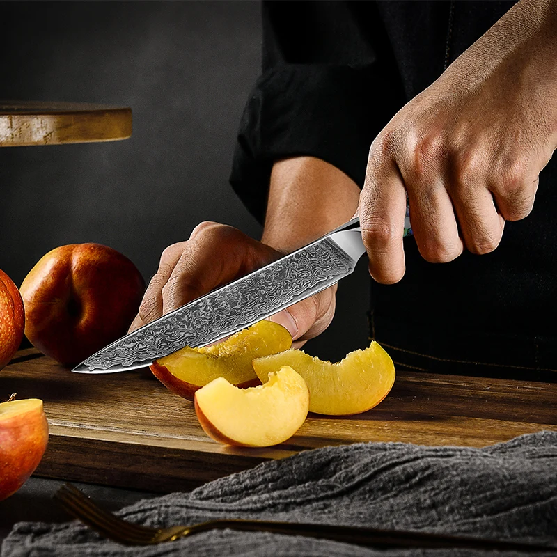 Grandsharp 6 Inch Damascus Utility Knife AUS-10 Japanese High Carbon Stainless Steel Kitchen Chef Knive Meat Fruit Tomato Cutter