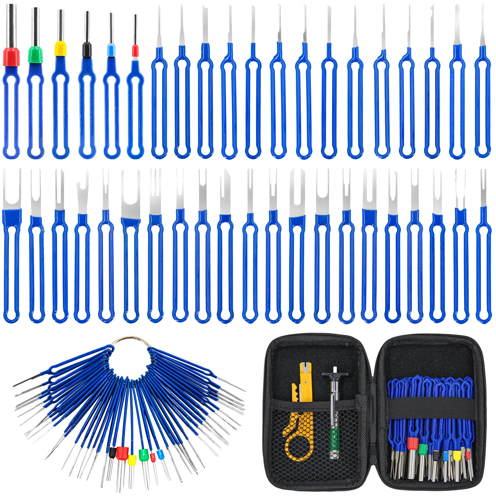 43pcs Upgraded Terminal Removal Tool Kit Pin Extractor Tool Wire Connector Electrical Pin Removal Tool Pin Release Key Extractor