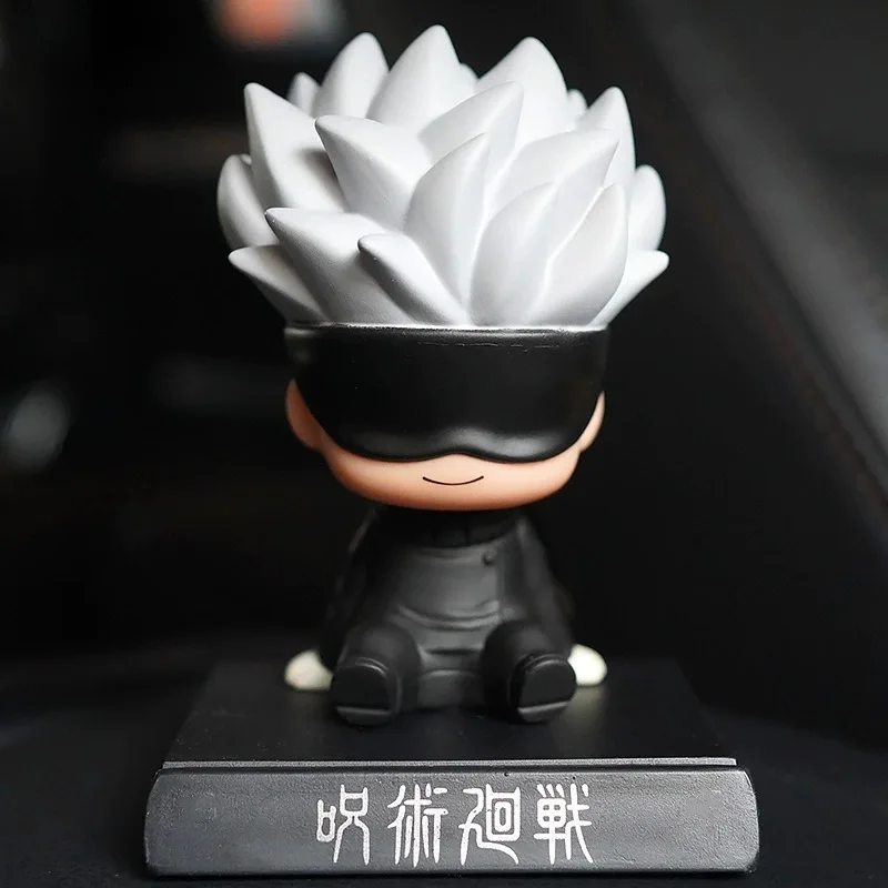 11cm Jujutsu Kaisen Gojo Satoru Car Doll Shaking Head Auto Interior Kawaii Tabletop Ornament Bobble Head Kids Toys Children Gift