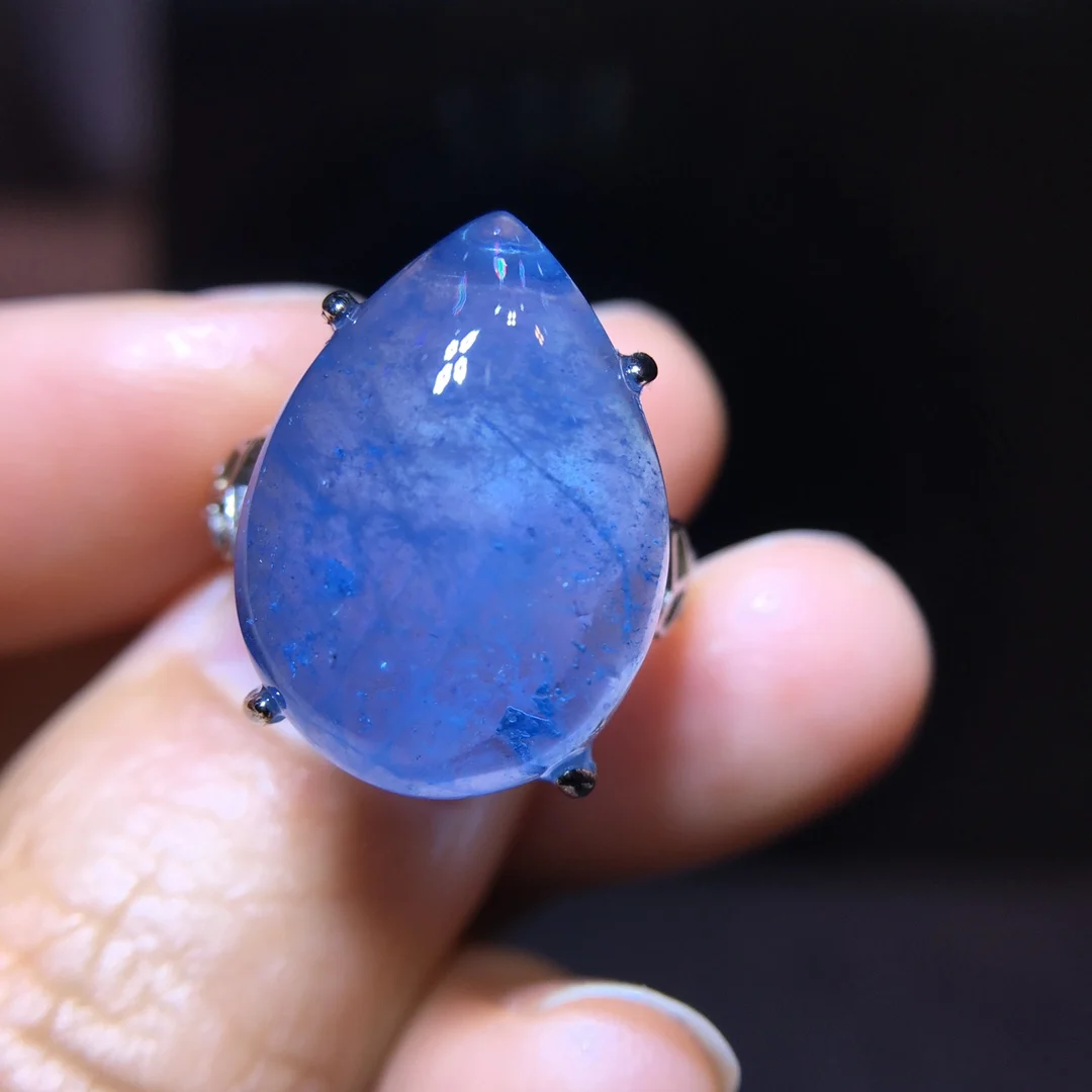 

Natural Blue Aquamarine Ring Adjustable Ring 21.5/15.6mm Oval 925 Sterling Silver Clear Bead Aquamarine Ring Jewelry AAAAAA