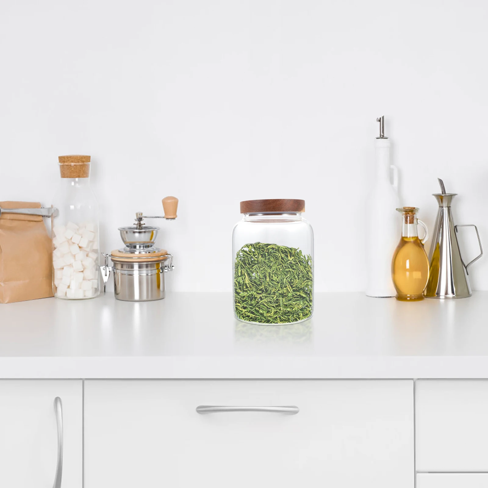 

Glass Storage Jar High-quality Home Tea-leaf Canister Container Hygienic Kitchen Fine Workmanship Sealed Food