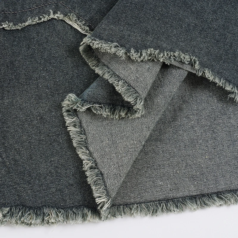 SUCHCUTE Y2k Patchwork Denim Langer Rock für Damen, Retro Slim Fit, zerrissener Mid-Waist-Meerjungfrauenrock, modischer unregelmäßiger Rock mit Quasten – Detail 13