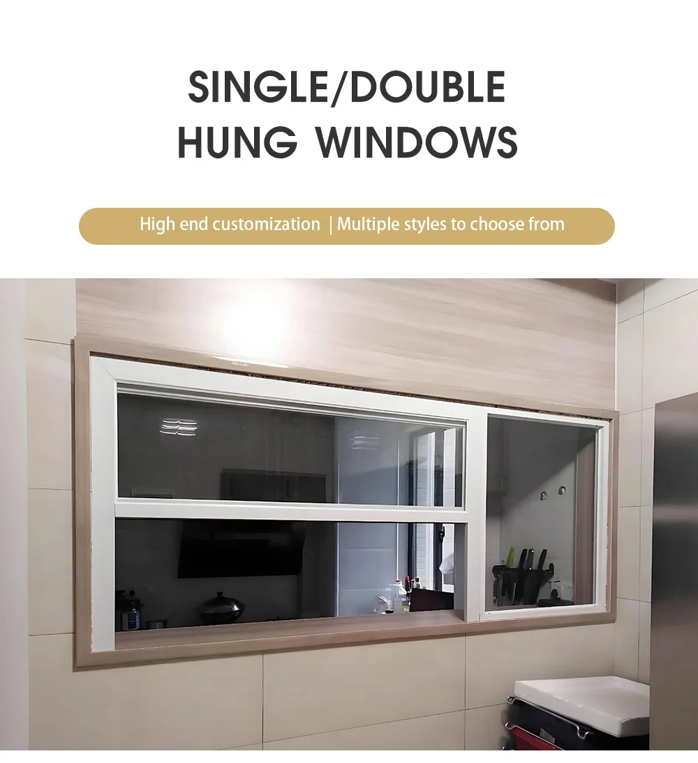 Single/Double Hung Soundproof Aluminum Alloy Glass Windows Modern Design Sliding Open Style Vertical