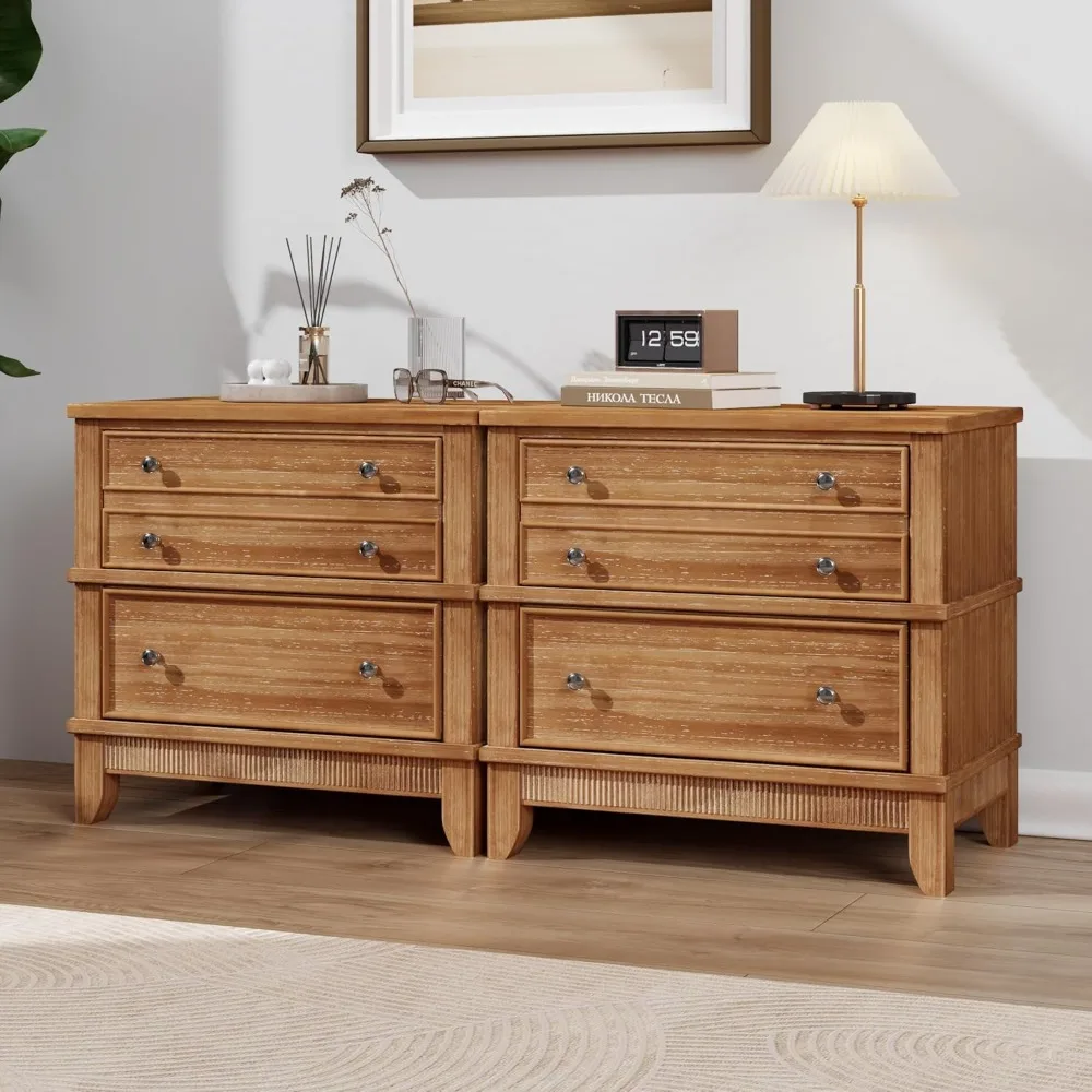 

pair of solid wood nightstands in hazel finish with metal handles, suitable for living room, bedroom, or entryway, easy to assem