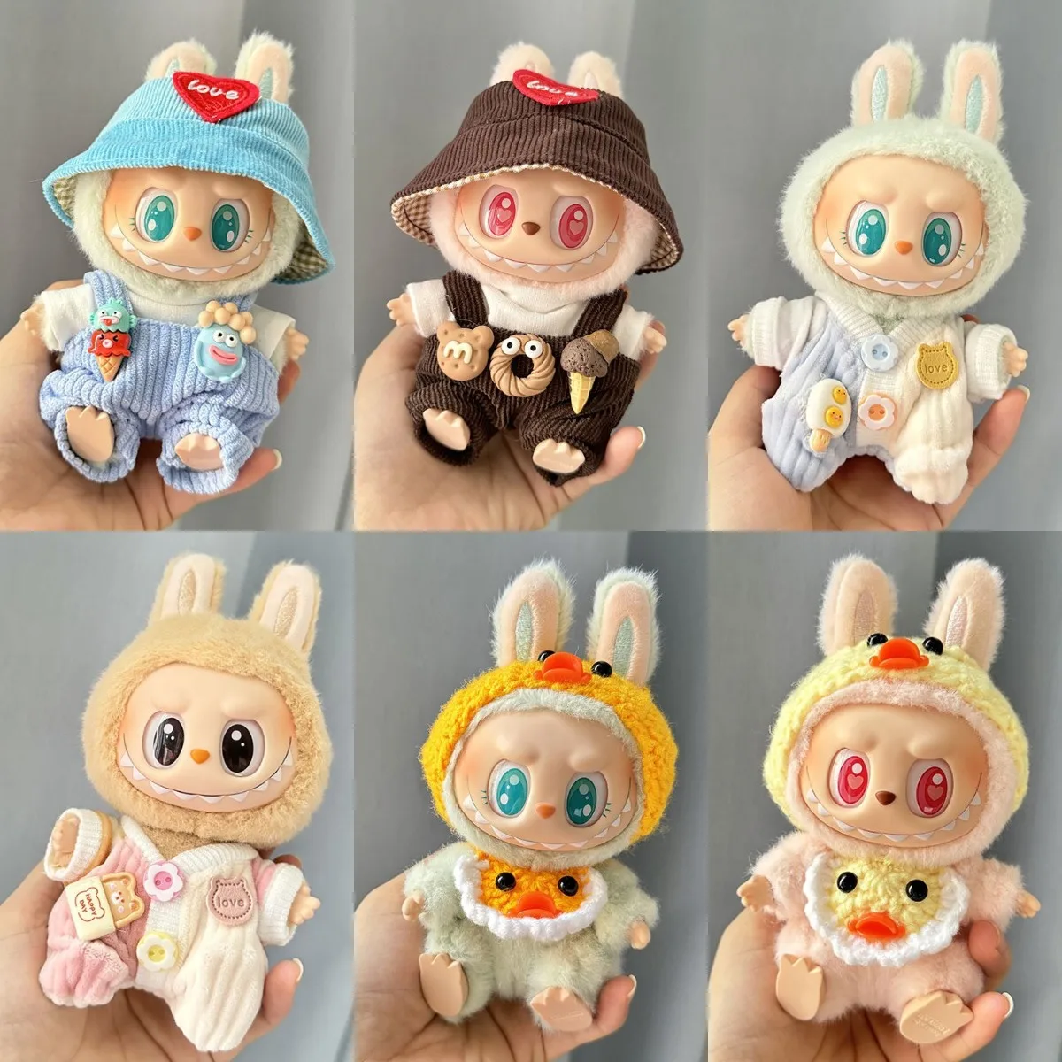 17cm Mini peluche vestiti per bambole accessori per abiti per la corea Kpop Exo Labubu II Idol Dolls Sitting Party salopette abbigliamento