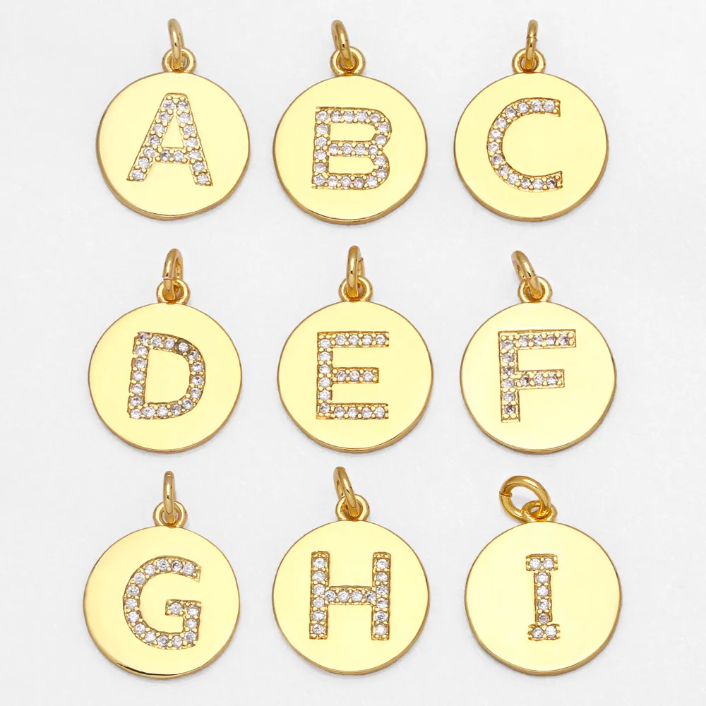 OCESRIO Gold Color Letter Pendants for a Necklace Copper Gold Plated Zircon Initial Alphabet Accessories for Jewelry pdta661