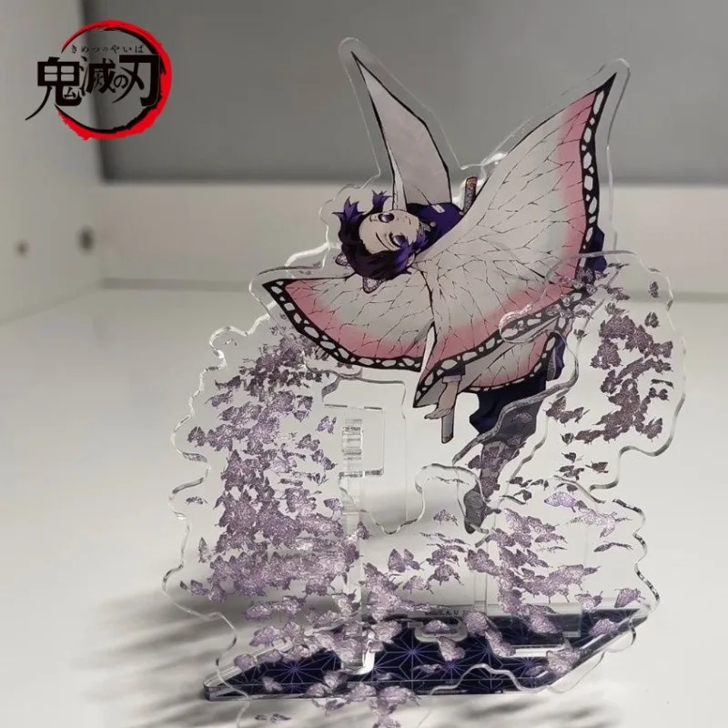 Figurine sur support en acrylique pour filles, dessin animé Demon Slayer, Kochou Shinobu, décoration de bureau polyvalente et douce à la mode