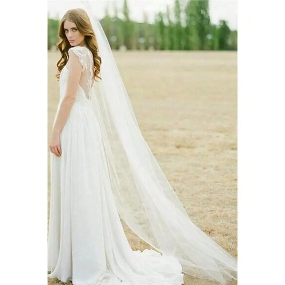 

Tier White Cathedral Length Wedding Veil, Tulle Bridal Veil With Comb