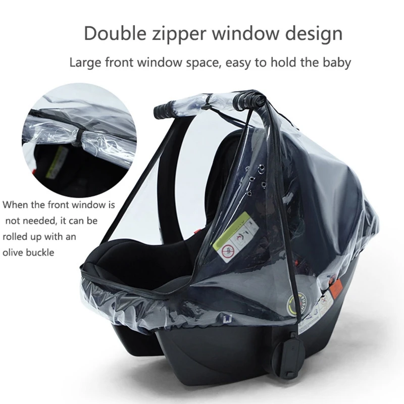 Housse de siège de voiture pour bébé, imperméable, imperméable, coupe-vent, transparent, protection contre la pluie, EVA, qualité alimentaire, pour poussette