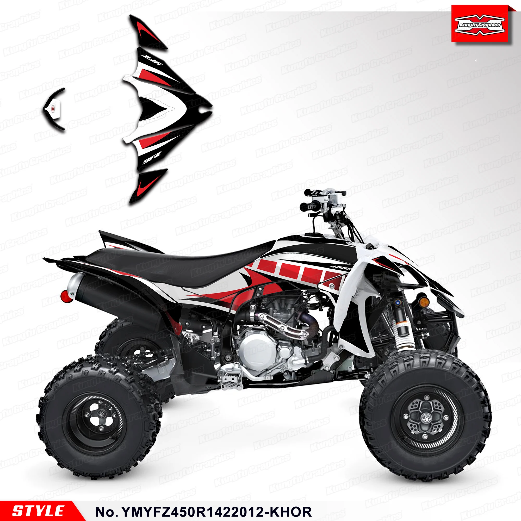 

KUNGFU GRAPHICS Stickers Vinyl Decal for YAMAH YFZ450R YFZ 450R 14 15 16 17 18 19 20 21 22 2023 2024 2025, YMYFZ450R1422012-KHOR