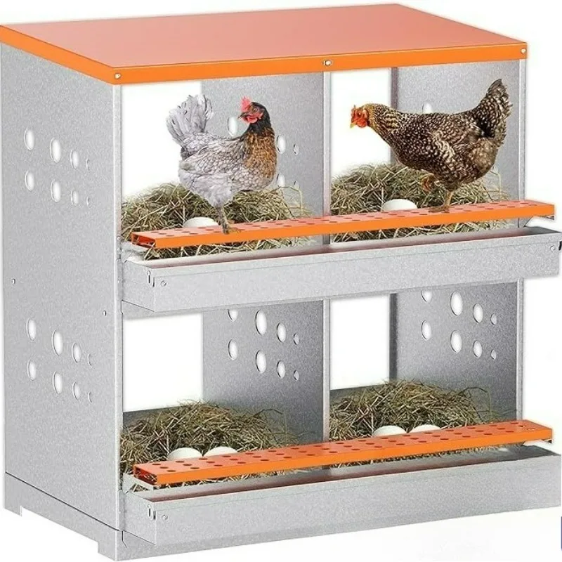 All-in-One Chicken Laying Box & Cage Galvanized Easy Assemble Clean Space Saving Home Poultry