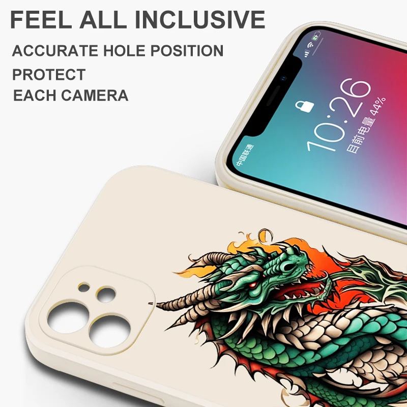 Chinese Divine Dragon Phone Case For iPhone 15 14 13 12 11 Pro Max 13 12 Mini 6 7 8 Plus Soft Liquid Silicone Cover