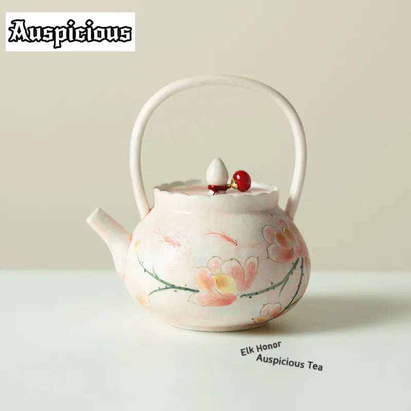 

125ml Hand-drawn Orchid Teapot Luxury Tea Infuser Pot Tea Making Kettle with Ball Hole Chinese Tea Tea Items Supplies Collection