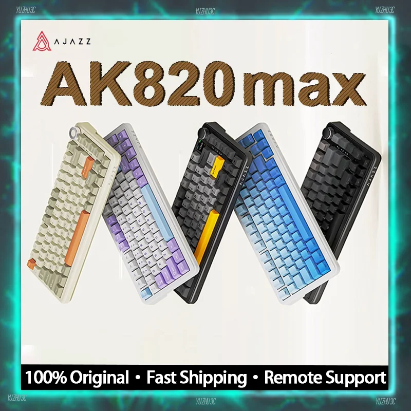 AJAZZ AK820 Max Mechanical Keyboard Customized Hot Swappable Hifi Switch DIY Display Control Knob BT 2.4G Wireless RGB Keyboard