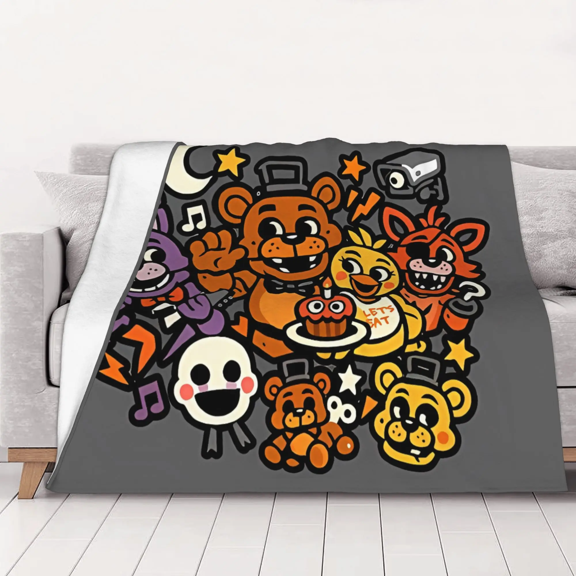 1PC Night Shift Chuckles Five Nights At Freddys home room decorations Winter Blankets for Adults Bedding Home Interior Sofa Knee