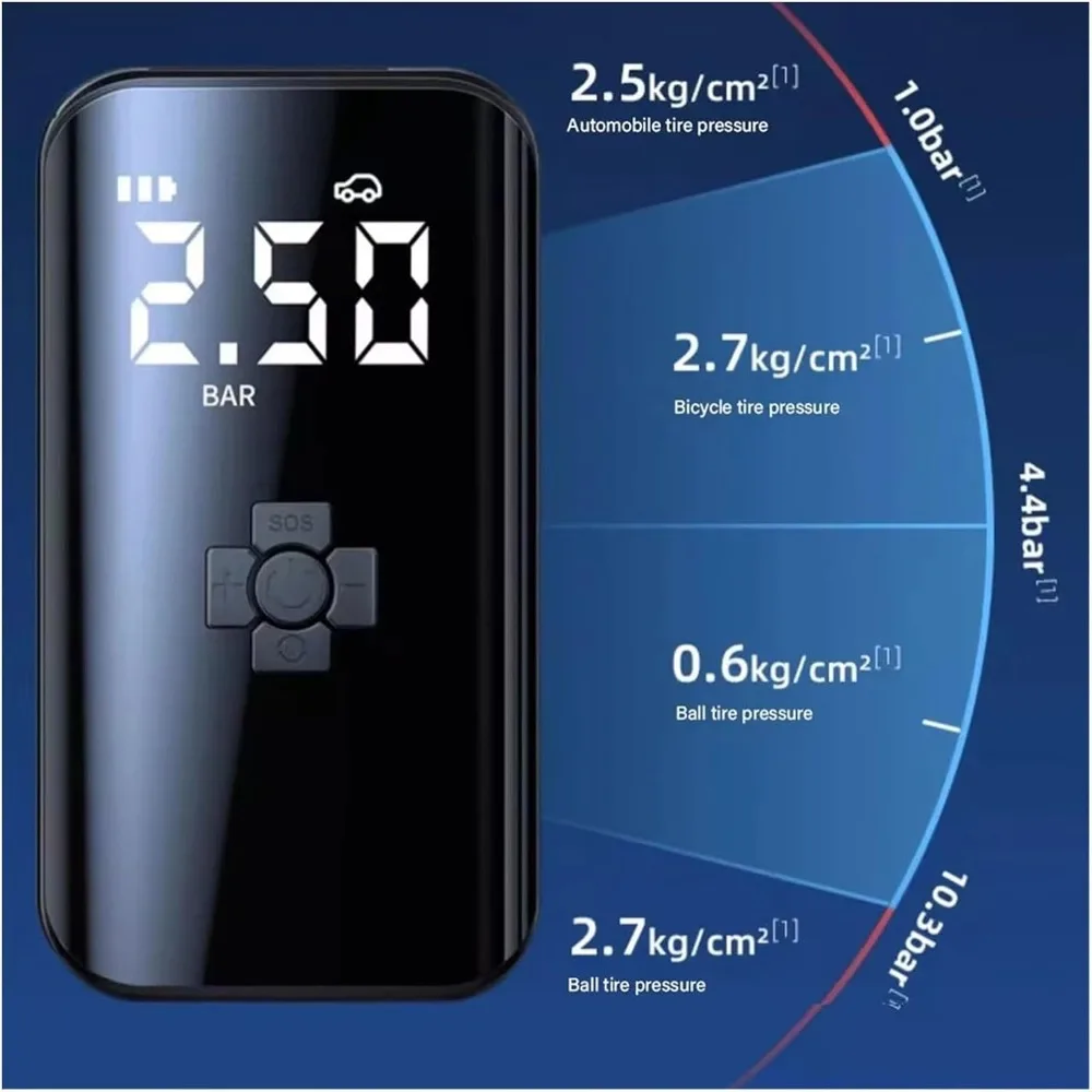 120 واط ضاغط هواء للسيارة اللاسلكية مضخة هواء منفاخ الإطارات الكهربائية ، متوافق مع دراجة نارية دراجة قارب كرات الإطارات التلقائية #4