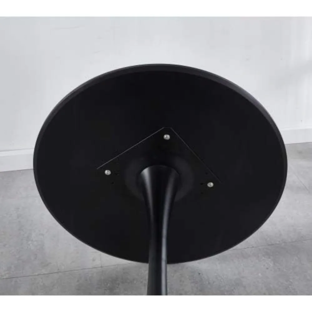 Black Square Tulip Table for 2 Person, 24" Small Dining Table with Metal Pedestal Base, Modern Kitchen Table for Small Space