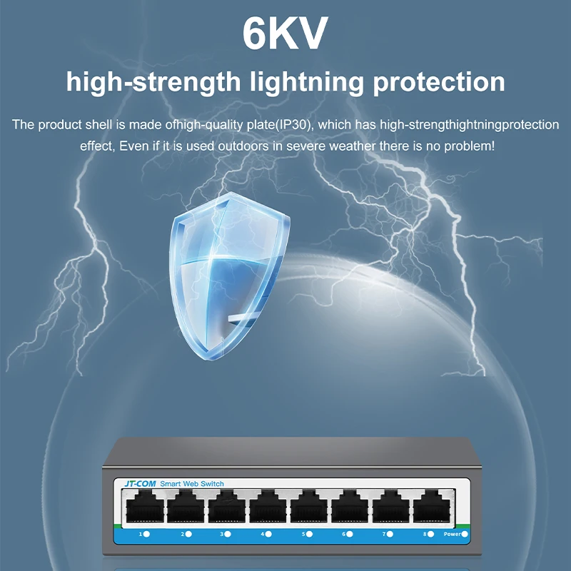 L2- 5*100/1000M RJ45 포트가 있는 관리형 스위치 8포트 기가비트 네트워크 스위치는 LACP, QoS, Stackable, VLAN,SNMP를 지원합니다.