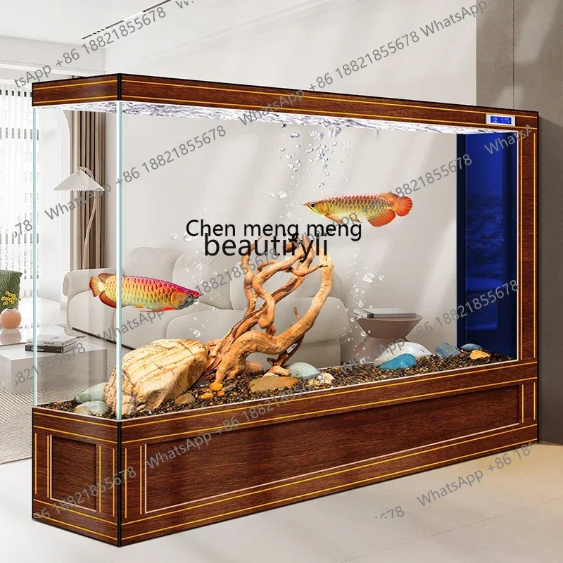 

X Fish tank screen partition entrance ultra-white glass smart fish tank floor-to-ceiling large European light luxury