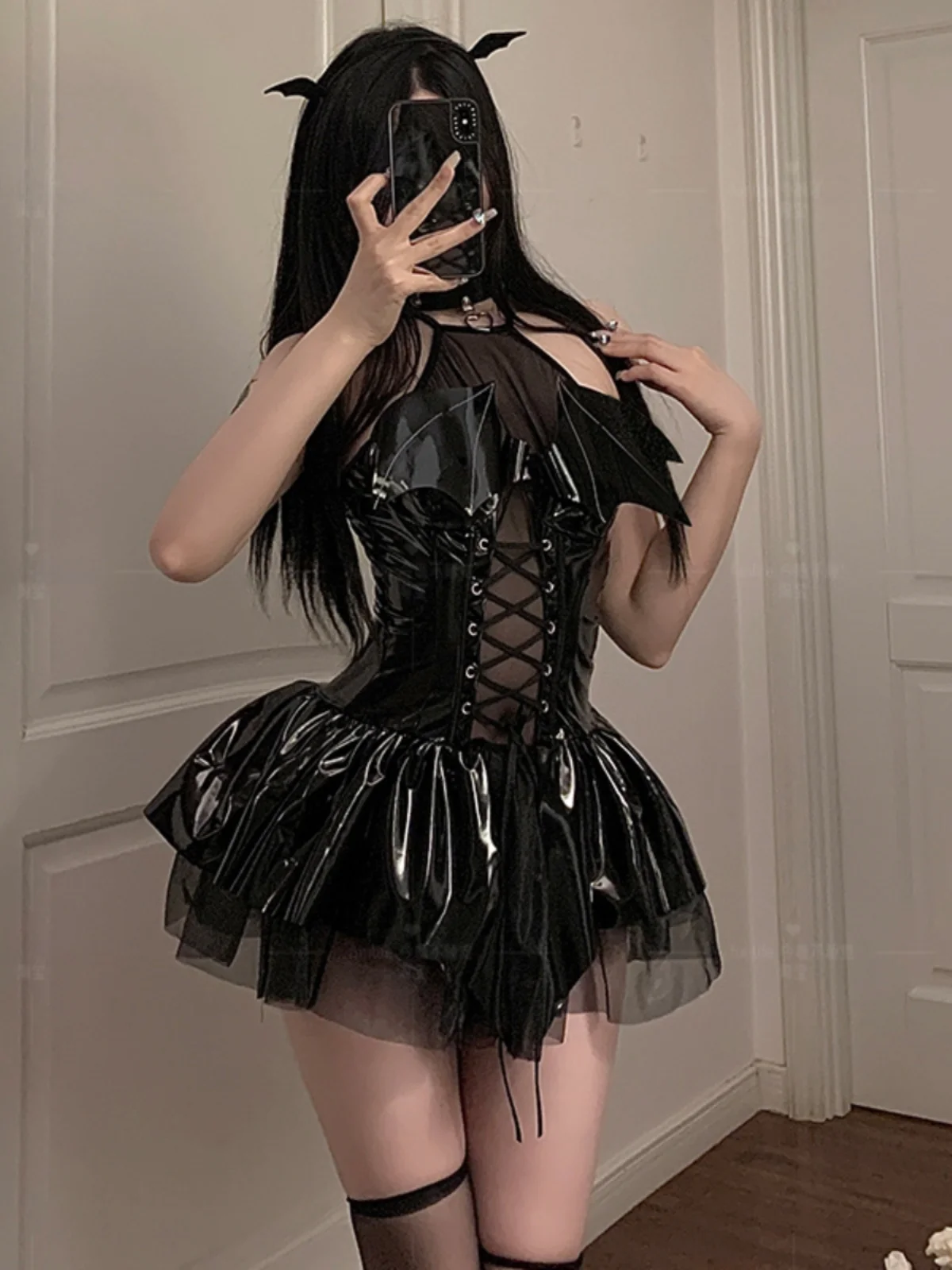 Sexy Pure Desire Leuke Lakleer ort Rok Cos Halloween Kostuum Devili Dr orm Kleine Duivel Rok Dames Dr