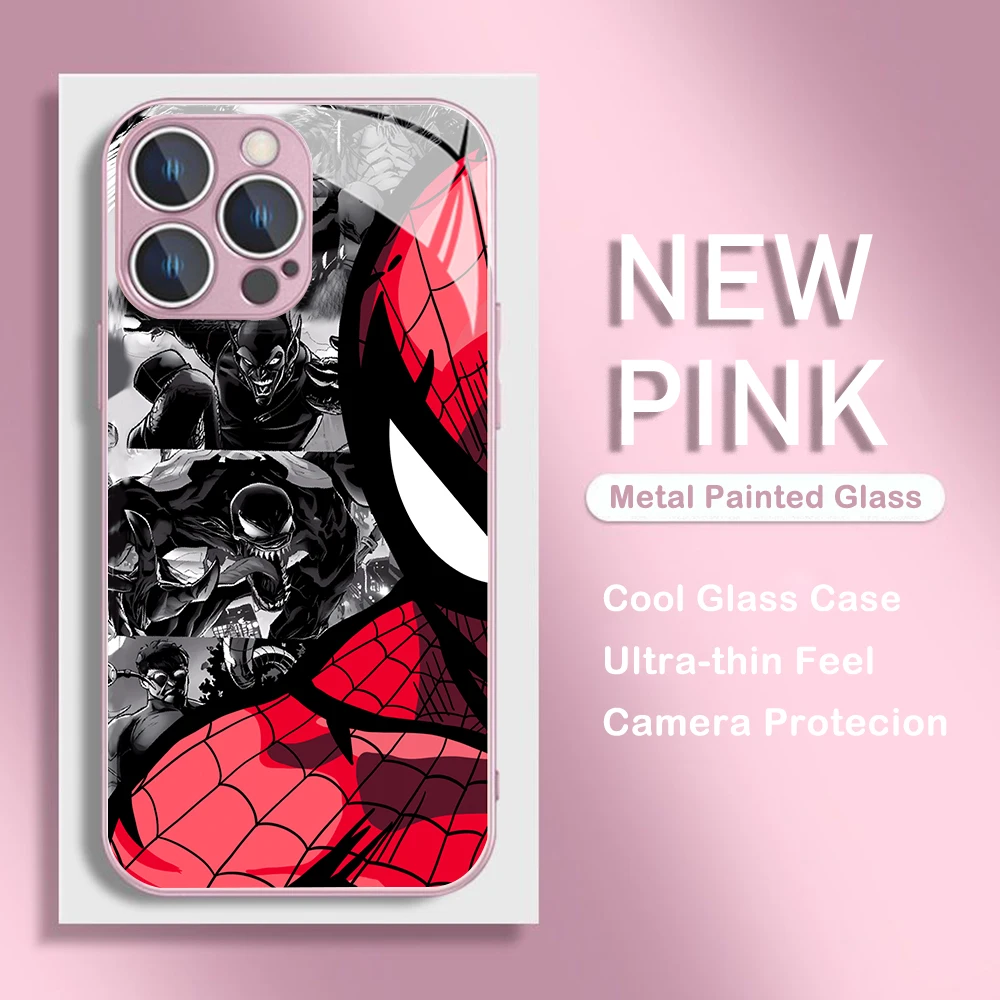 Marvels S-Spider Mans Case for Vivo Y36 Y35 Y50 Y30 Y02s Y16 Y22s Y19 Y17 V21e V20 V15 V21 V23e 4G 5G Tempered Glass Back Cover