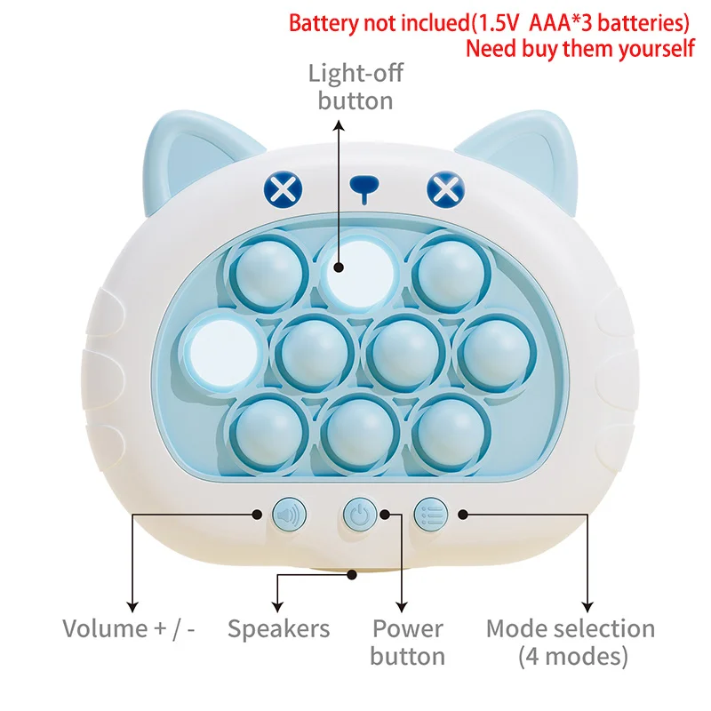 Gioco Elettronico Pop Quick Push a Bolle in 3 Colori, 1 Pezzo, Giocattolo Divertente per Bambini, Antistress Sensoriale, Regalo