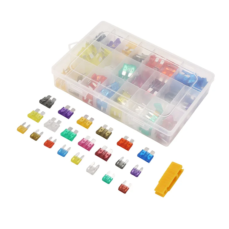 1Box/300Pcs Car Mini Fuse Kit 2A 3A 5A 7.5A 10A 15A 20A 25A 30A 35A 40A Fuse With Clip For Cars And Motorcycles