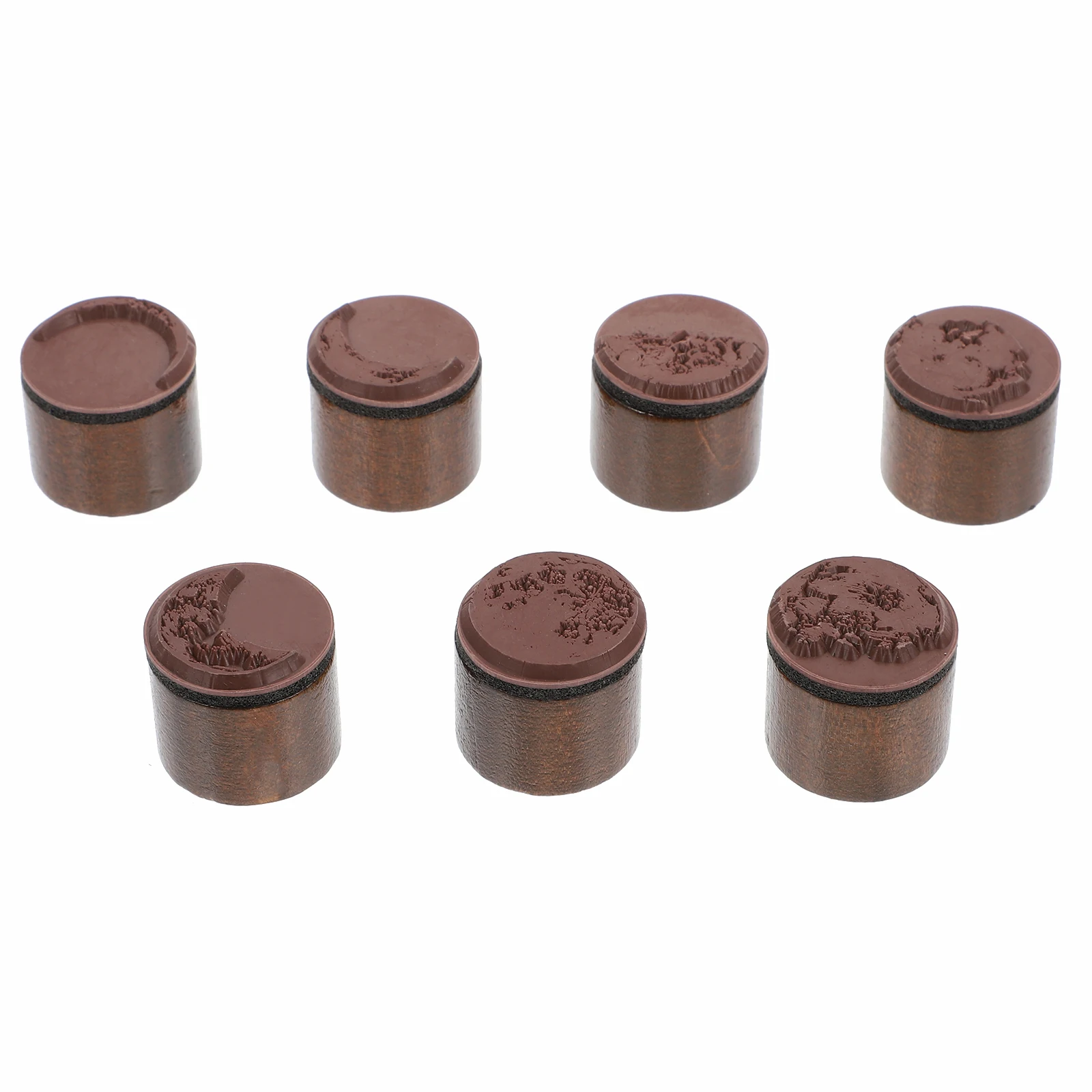 

7 Pcs Moon Phase Wooden Stamp DIY Craft Retro Decoration Scrapbook Rubber Stamps Storage Container Household Tool