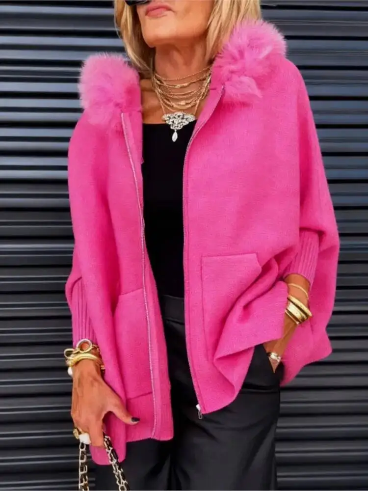 

Spring Autumn Women's Casual Hooded Loose Jacket For Women New Fashion Elegant Office Holiday Solid Top Coats Womens Clothing