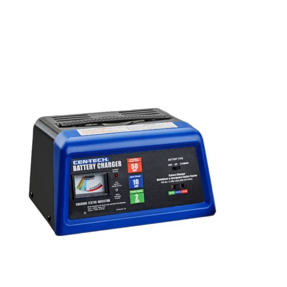 Factory Direct Supply 2/10A 50A 3-Stage Automatic Engine Start Car Battery Charger 6-12V 110V Input Plug OEM Brand 1 Year
