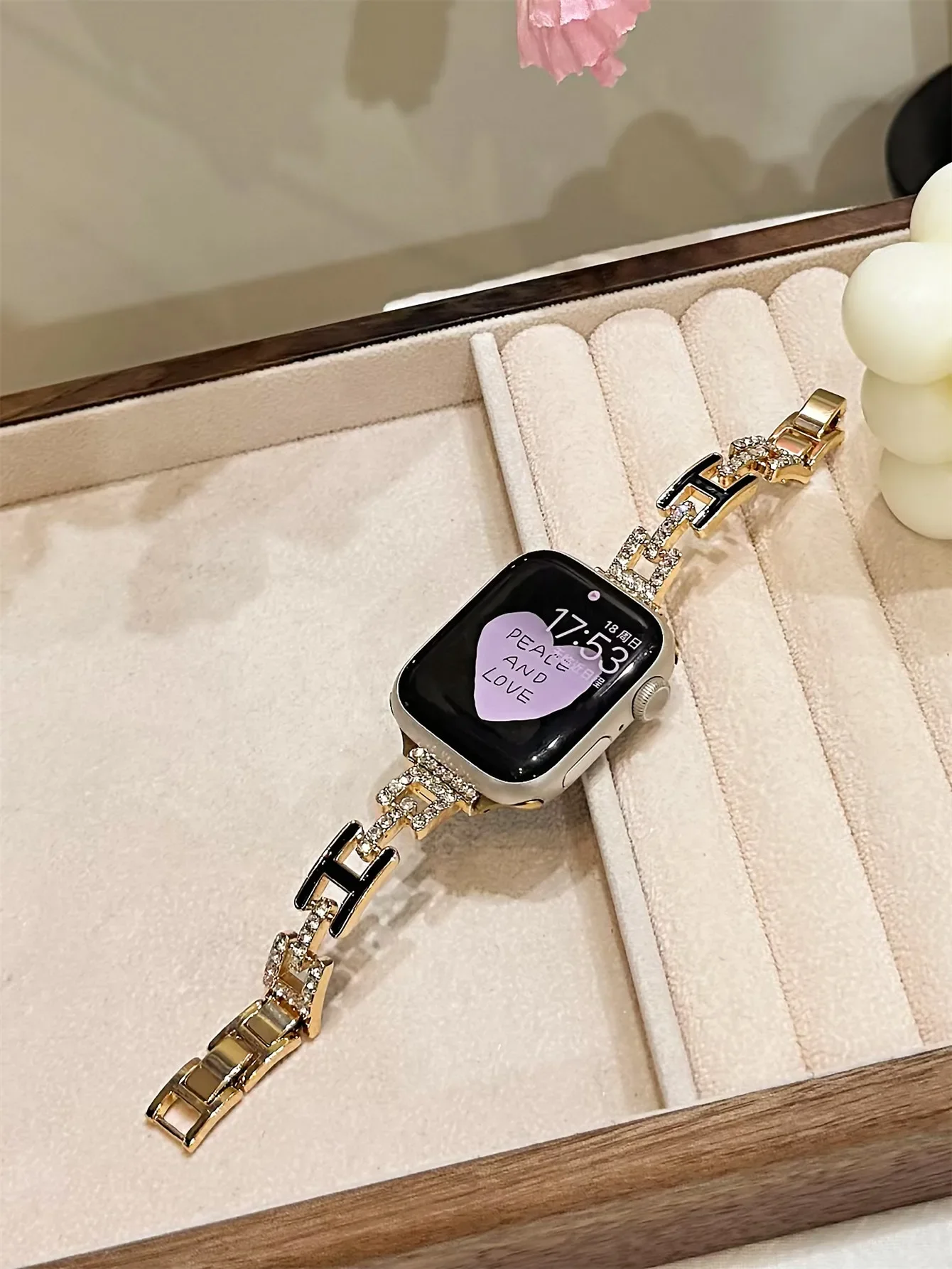 Металлический браслет Bling Advanced Letter для Apple Watch, женский ремешок серии 8/7/6/10/9 40 мм, 41 мм, 38 мм, 42 мм, 44 мм, 45 мм, 46 мм, ремешок