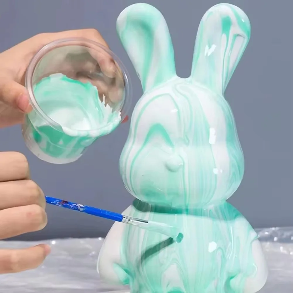 DIY Fluid Rabbit Without Pigment Handmade Violent Rabbit White Blank Mold Doll Toy Graffiti Painting Gift With Deposit Opening