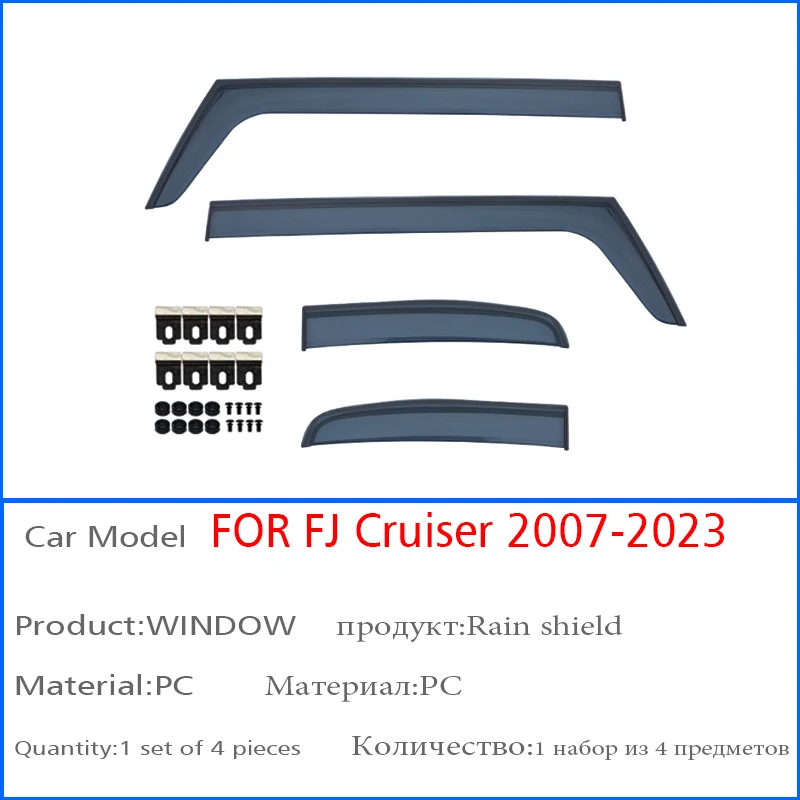 FOR Toyota FJ Cruiser 2007-2023 Window Visors Rain Guard Windows Rain Cover Deflector Awning Shield Vent Guard Shade Cover Trim