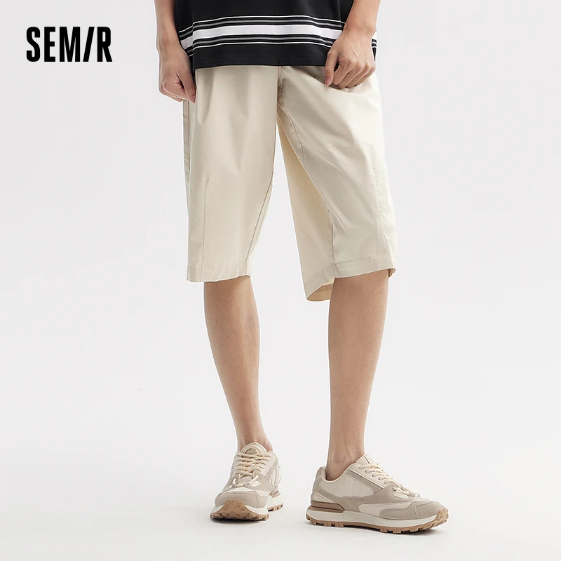 Semir Men Casual Shorts 2024 Summer New Cool And Antibacterial Seven-Point Pants Elastic Waist Simple Solid Color Commuting