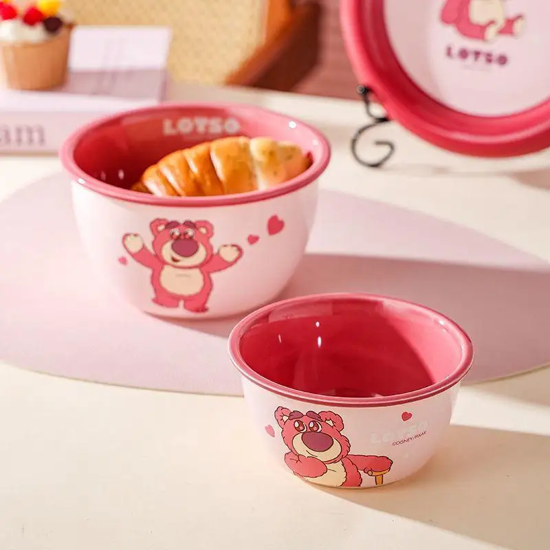 New 370Ml 800Ml Disney Cartoon Lotso Bowl Kawaii Children Large Capacity Ceramic Rice Bowl Household Tableware Kitchen Supplies