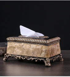 Resin Tissue Box Multifunction Luxury European Paper Rack Office Organizer Home dining table Car Paper towel storage