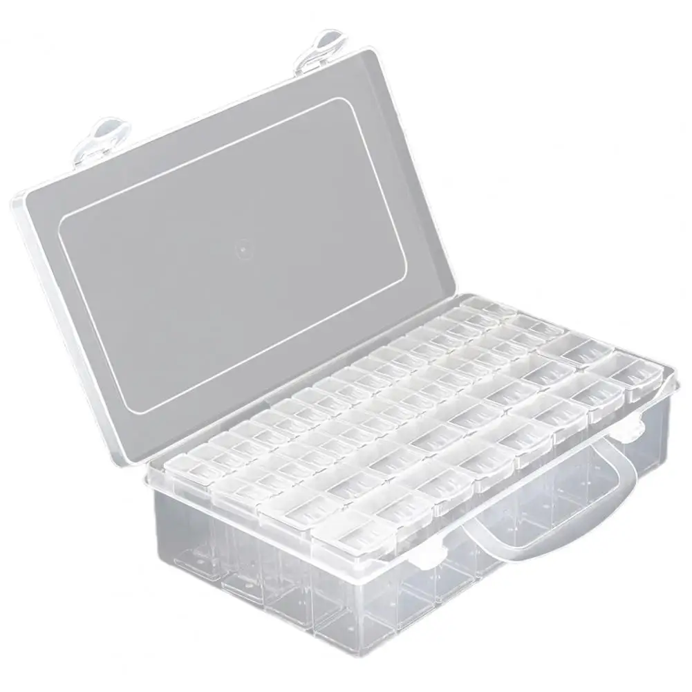 1 Set Storage Case Useful Compact Storage Box 48/64 Grids Organizer Case with Handle Tweezer Gardening Tool