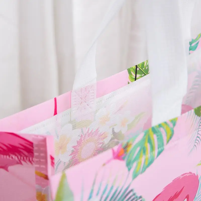 Fashion Pink Flamingo Printed Shopping Bag Non-Woven Fabric Eco Shopping Pouch Reusable Tote Handbag Travel Grocery Folding Bags