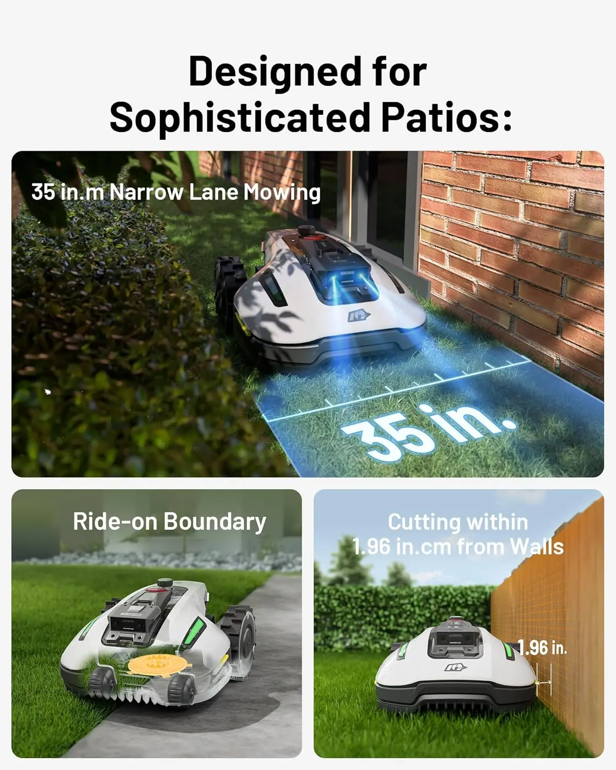 Customizable Robotic Lawn Mower For 0.12 Acre,Ultrasense AI Vision+ RTK Positioning, Auto Mapping